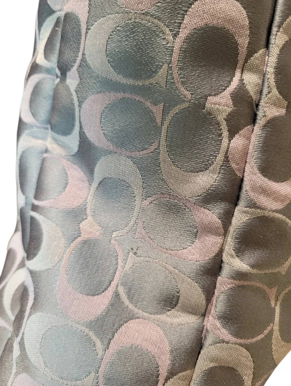 Coach Ashley Signature Sateen Carryall Tote Gray Pink Shoulder Bag F18450
